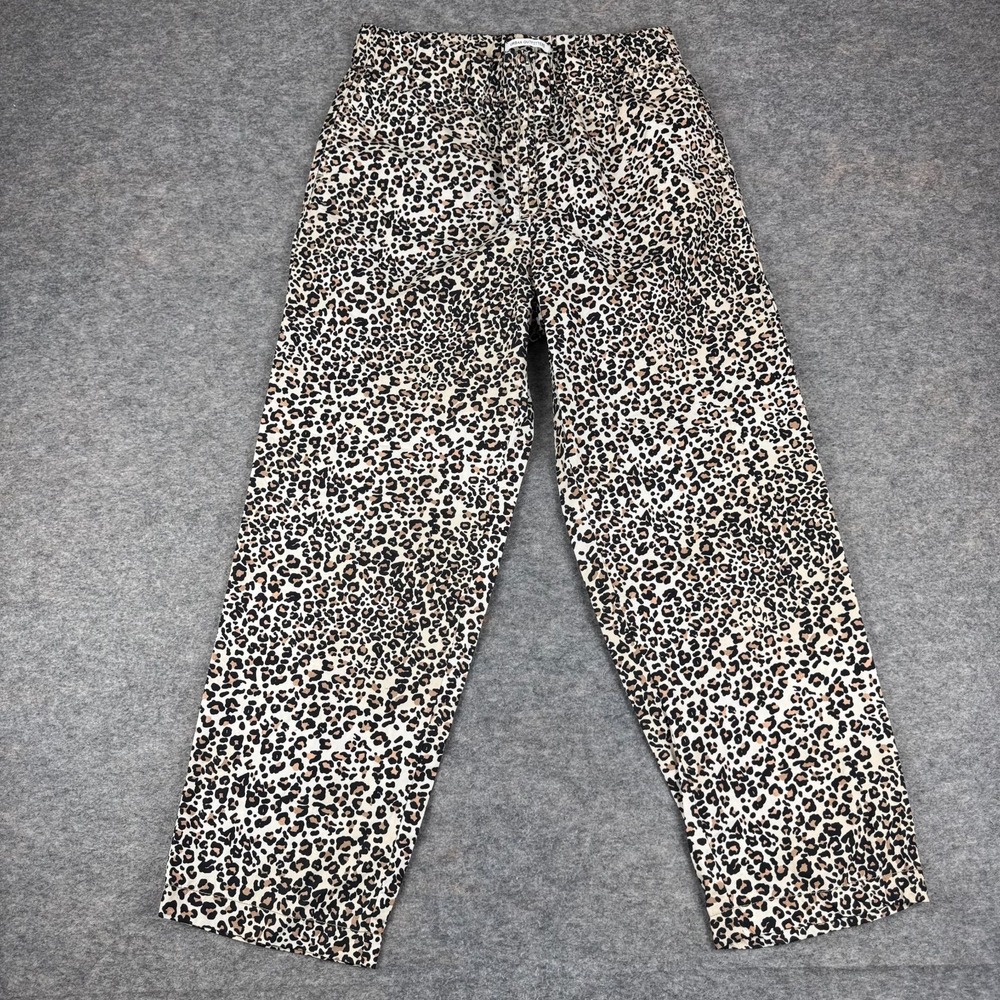 Urban Outfitters Jace Poplin Zip Front Leopard Print Pants 27" Womens Medium M